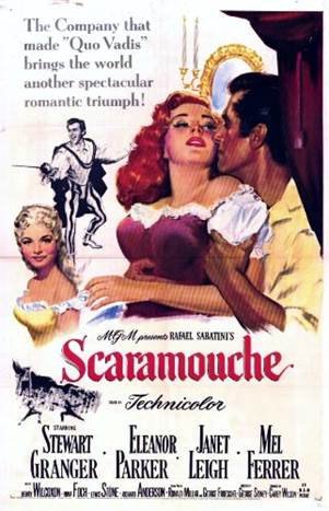 Stewart Granger, Janet Leigh, Mel Ferrer, and Eleanor Parker in Scaramouche (1952)