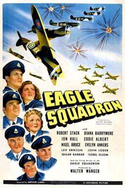 Eddie Albert, Leif Erickson, Evelyn Ankers, Diana Barrymore, Nigel Bruce, Jon Hall, and Robert Stack in Eagle Squadron (1942)